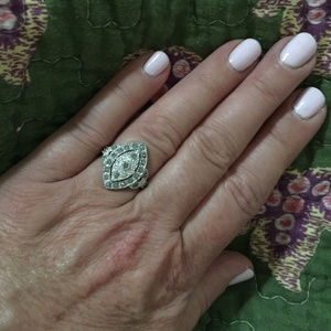 Diamonds & Sterling Silver Ring. Size 7